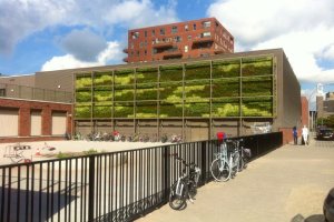 Groene wandblokken in Brede school Babberspolder